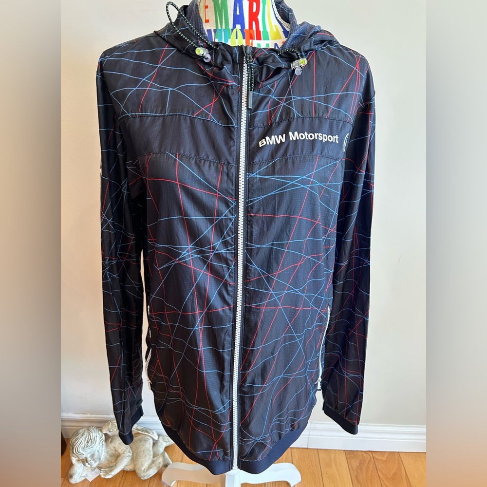 Puma BMW Motorsport Blue and Red Windbreaker Athletic Jacket